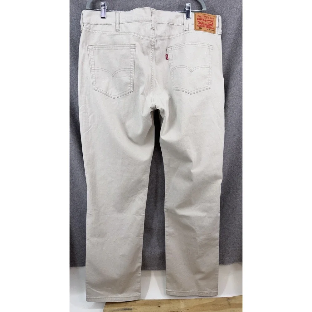 New Levi's 514 Straight Leg Jeans Men 38x32 Beige Stretch Twill Denim Pants